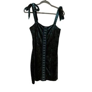 Forever 21 Velvet Y2K Mall Goth Mini Dress Medium Faux Corset Clasp Front